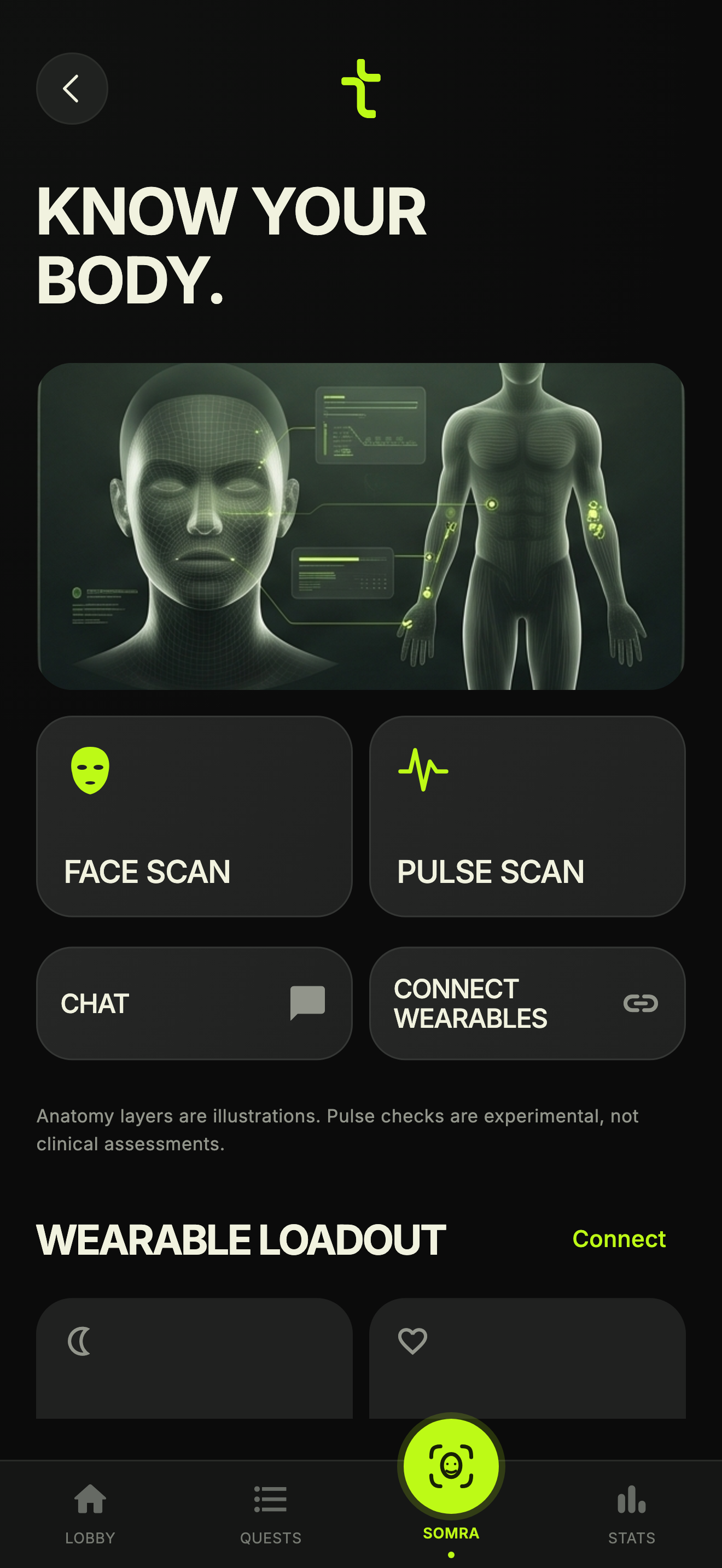 Somra Lab with illustrative anatomy layers and health connections